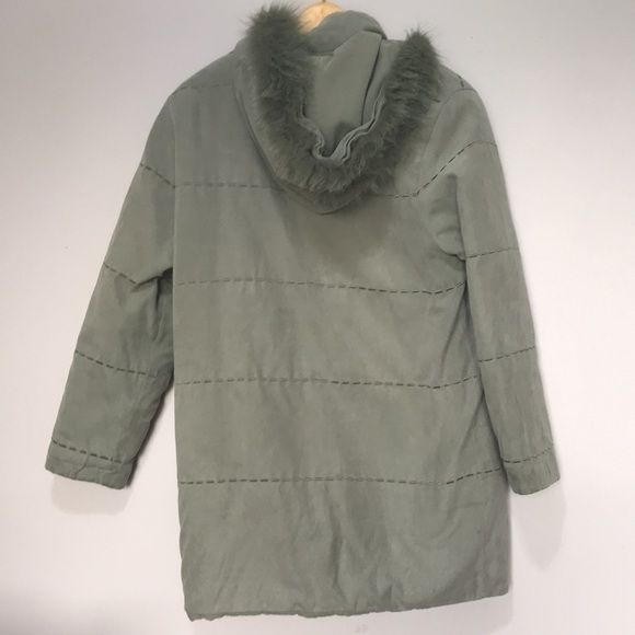 Luba Sage Green Microsuede Embroidered Coat 6 - Picture 5 of 16